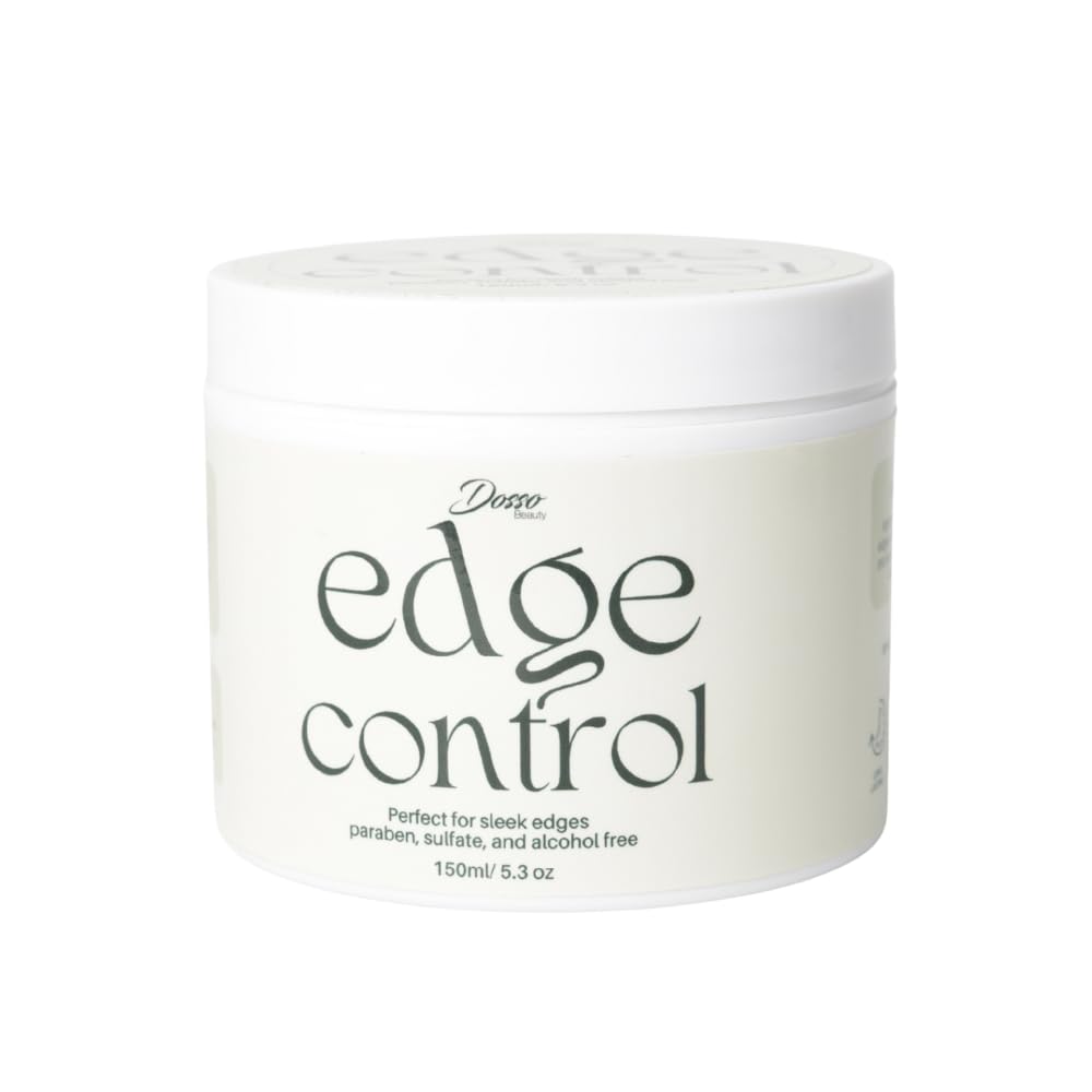 Dosso Beauty Organic Edge Control Hair Styling Gel, 5.3 oz, 48hr Hold, For All Hair Types, Naturally Scented, Non-Flaky- No Residue, Damage Free Hair