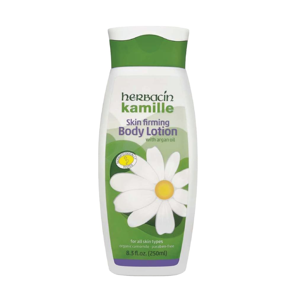 Herbacin Kamille Skin Firming Body Lotion with Rich Argan Nut Oil for Women, 8.3 Ounce