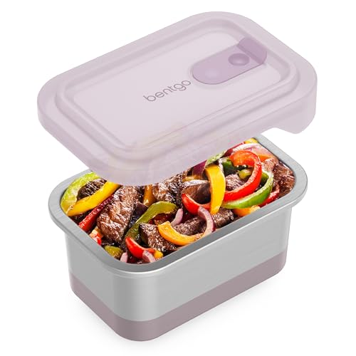 Bentgo MicroSteel Heat & Eat Container - Microwave-Safe, Leak-Proof, Easy-to-Clean, Lightweight Stainless Steel Reusable Food Storage with Airtight…