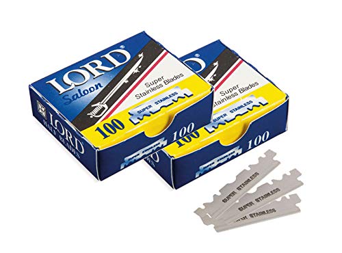 Classic Samurai Stainless Steel Professional Barber Folding Straight Edge Razor with 200 Count Lord Single Razor Blades (White) Beauty and Personal Care Classic Samurai