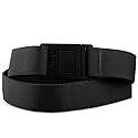 BELTAWAY Easily Adjustable Elastic Flat Buckle No Show Belts for Women - Stretch, Low Profile Design, Soft - Ideal for Jeans, Pants BLACK