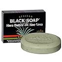 Madina African Black Soap With Shea Butter & Aloe Vera 100% Vegetable Base 3.5 oz (3 Bars)... Iwgl