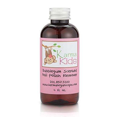 Karma Organic Natural Nail Polish Remover Bubblegum Scented for Kids - Non Toxic, Vegan, Cruelty Free, Acetone Free - Nails Strengthener
