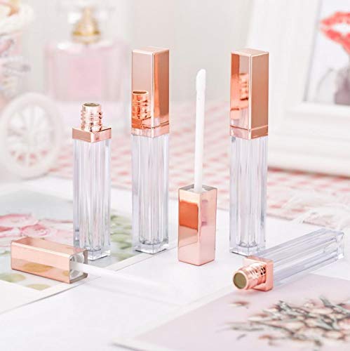 NATUWORLD 6PCS 5ml/0.17oz Empty Lip Gloss Tubes Containers with Brush Applicator and Rose Gold Lid Lip Balm Bottle Pipe Containers for DIY Lipstick