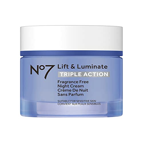 No7 Lift and Luminate Triple Action Fragrance-Free Night Cream - Anti-Wrinkle Collagen Peptide Brightening Moisturizer with Hyaluronic Acid, Hibiscus Beauty and Personal Care No7 Default Title