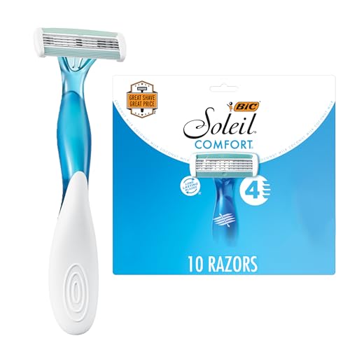 BIC Soleil 4 Women's Disposable 4 Blade Razors, Flexible Blades and Rubber Grip Handle, 10-Pack