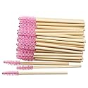 MyAoKuE-UP 100 Pack Bamboo Handle Mascara Wands Disposable Eyelash Brushes Lash Extension Tool, Pink