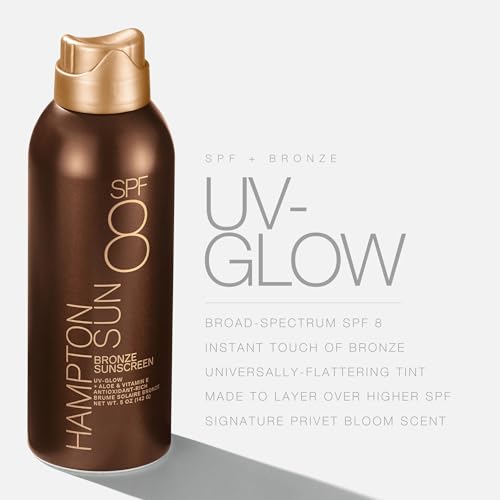 Hampton Sun SPF 8 Bronze Continuous Mist Sunscreen | Sunbathing Enhancer | Touch of Warm Bronze for an Instant, Radiant Glow | Antioxidant-Rich