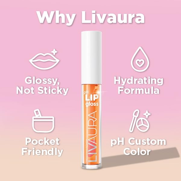 LIVAURA Tinted Lip Gloss for Women, pH Activated Hydrating, Moisturizing, Shiny Lipgloss, Non Sticky LipGloss, Glossy Lip Tint, Lip Shine, Smooth Lip