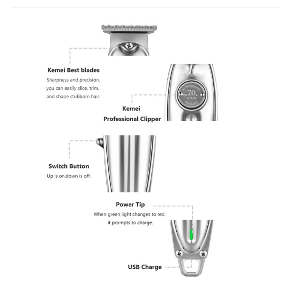 GLESVOWIO Mens Hair Clippers Professional Beard/Hair Trimmer Hair Clippers for Men Stylists and Barbers Cordless Rechargeable(Silver) Beauty and Personal Care GLESVOWIO