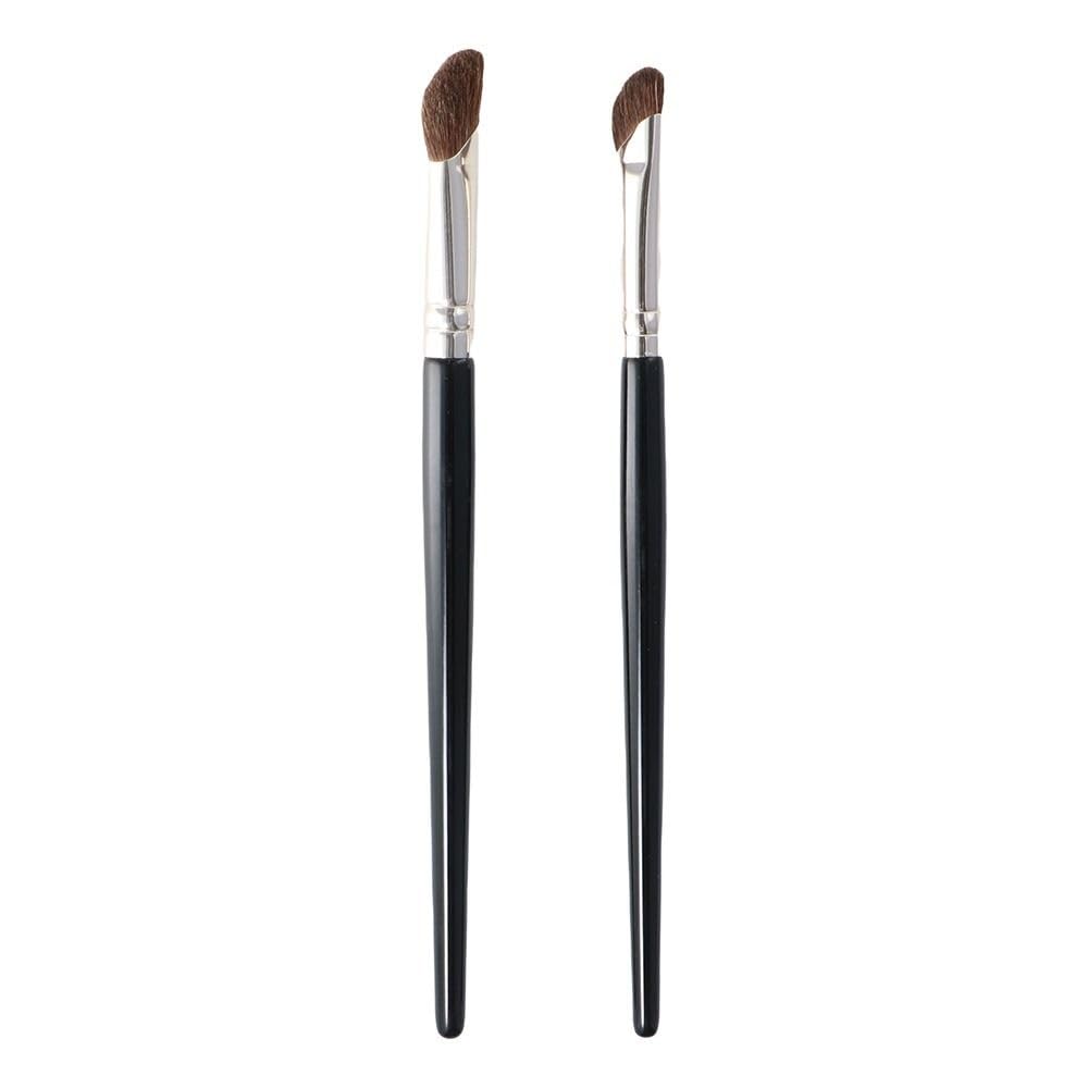 2PCS Angled Shading Eyeshadow Makeup Brush - Eye Brow Bone Highlighter, Nose Contour Brush, Small Soft Natural Horse Bristle Slanted, 6 in Long