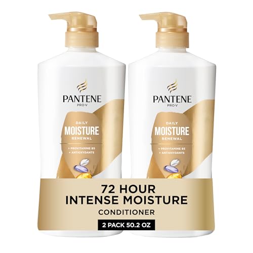 Pantene Conditioner, Daily Moisture Renewal - Pro-V Nutrients for Dry, Color-Treated, Straight to Curly Hair, 72-Hour Hydration & Softness, 25.1 Oz