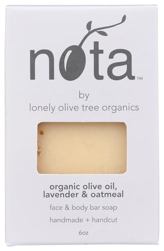 Nota Face & Body Bar Soap, Organic Olive Oil, Lavender & Oatmeal, 6 Ounce (Pack of 1)