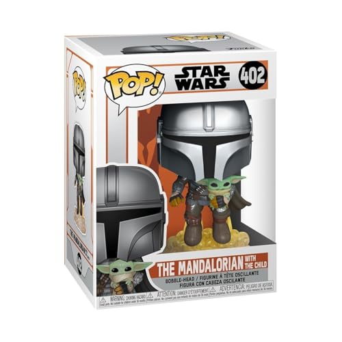 Funko Pop! Star Wars: The Mandalorian - Mandalorian Flying with The Child, Grey