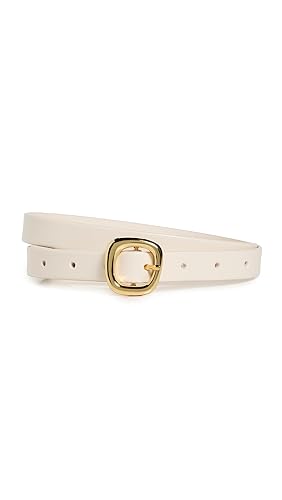 Madewell Women's Skinny Puffy Buckle Belt, Ivory, Off White, L