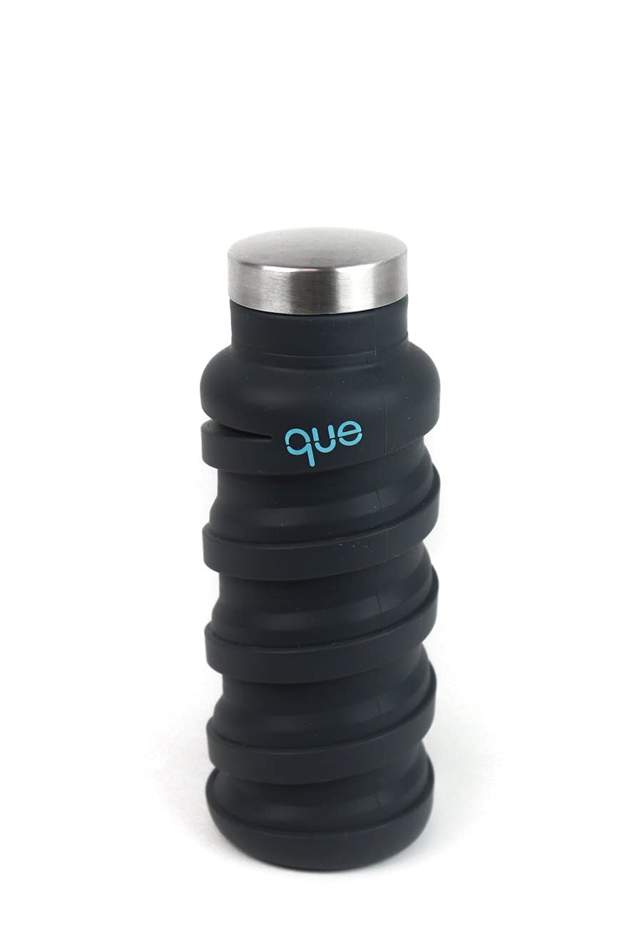 que Bottle - Fashionable & Collapsible 12oz Water Bottle (Metallic Charcoal)