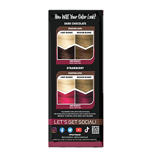 SPLAT MELTS COMPLETE KIT WITH BLEACH AND 2 SEMI-PERMANENT HAIR COLORS (Strawberry & Dark Chocolate)