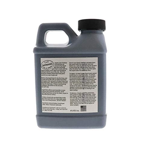 Black 8 Oz - Liquid Latex Body Paint, Ammonia Free No Odor, Easy On and Off, Cosplay Makeup, Creates Professional Monster, Zombie Arts