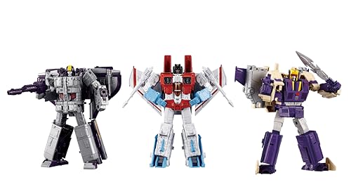 Transformers Takara Tomy Dramatic Capture Series Triple Takeover with Starscream, Astrotrain, and Blitzwing Adult Collectible Action Figure Set, 15+
