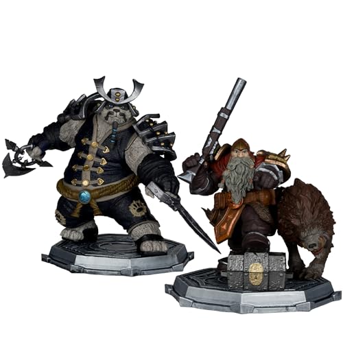 McFarlane Toys - World of Warcraft Dwarf Hunter: Beastmaster & Marksman and Pandaren: Monk & Rogue 1:12 Scale Posed Figure Deluxe 2pk Gold Label