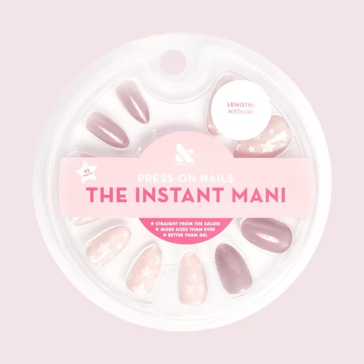 Olive & June The Instant Mani Press-On Nails, 42 Glue Press-on Nails (Mermaid Hair & SuperStars Mash-up, Medium) Beauty & Personal Care Olive & June