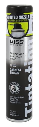 Kiss Tintation Temporary Color Spray Darkest Brown 2.82 Ounce (Pack of 6)