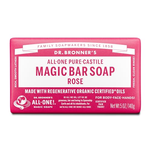 Dr. Bronner's Pure-Castile Bar Soap Made with Organic Oils for Face, Body and Hair, Gentle and Moisturizing, Biodegradable, Vegan, Cruelty-free
