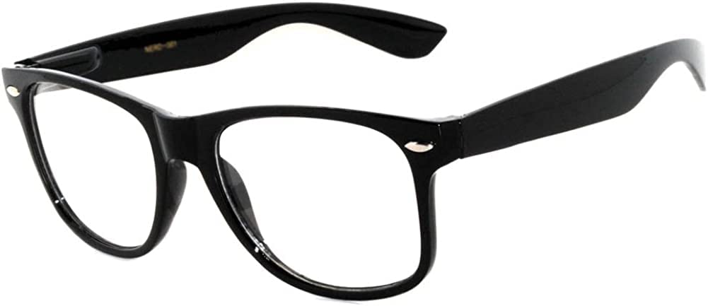 Men's Women's Clear Lens Vintage Retrp Sunglasses 80's Style with Black Frame