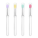LORMAY Silicone Lip Brushes with Transparent Handles and Caps. Perfect Applicators for Cream Lip Mask, Eyeshadow, and Lipstick (4pcs, Multicolor)