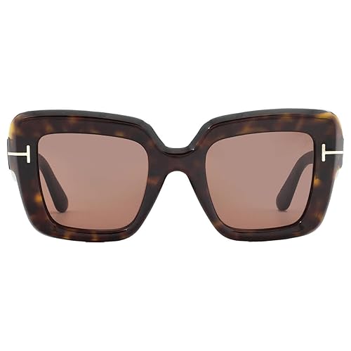 Tom Ford Esme Brown Square Ladies Sunglasses FT1157 52J 50, Dark Havana