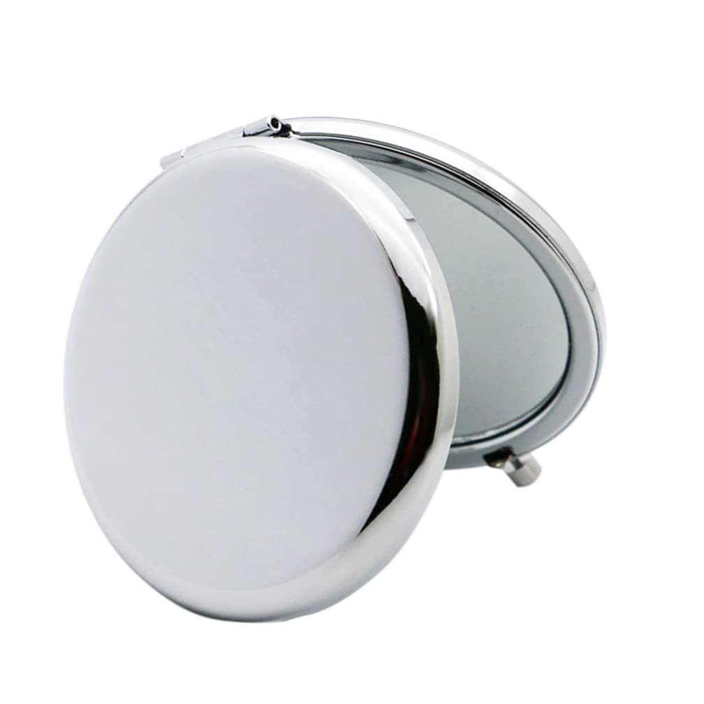 oaiqiy Compact Mirror, Handheld 2.75 inches Travel Makeup Mirror, 1X/2X Magnifying Round Pocket Makeup Mirror(Silvery)