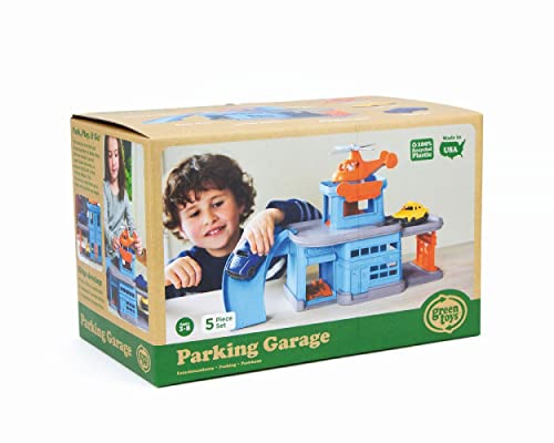 Green Toys Parking Garage Playset – 5-Piece Pretend Play Toy for Kids, Motor Skills & Role Play, BPA-Free, Dishwasher Safe, Made in USA