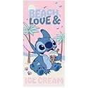 Disney Stitch Beach Towel, Beach Love and Ice Cream - 27"x54"