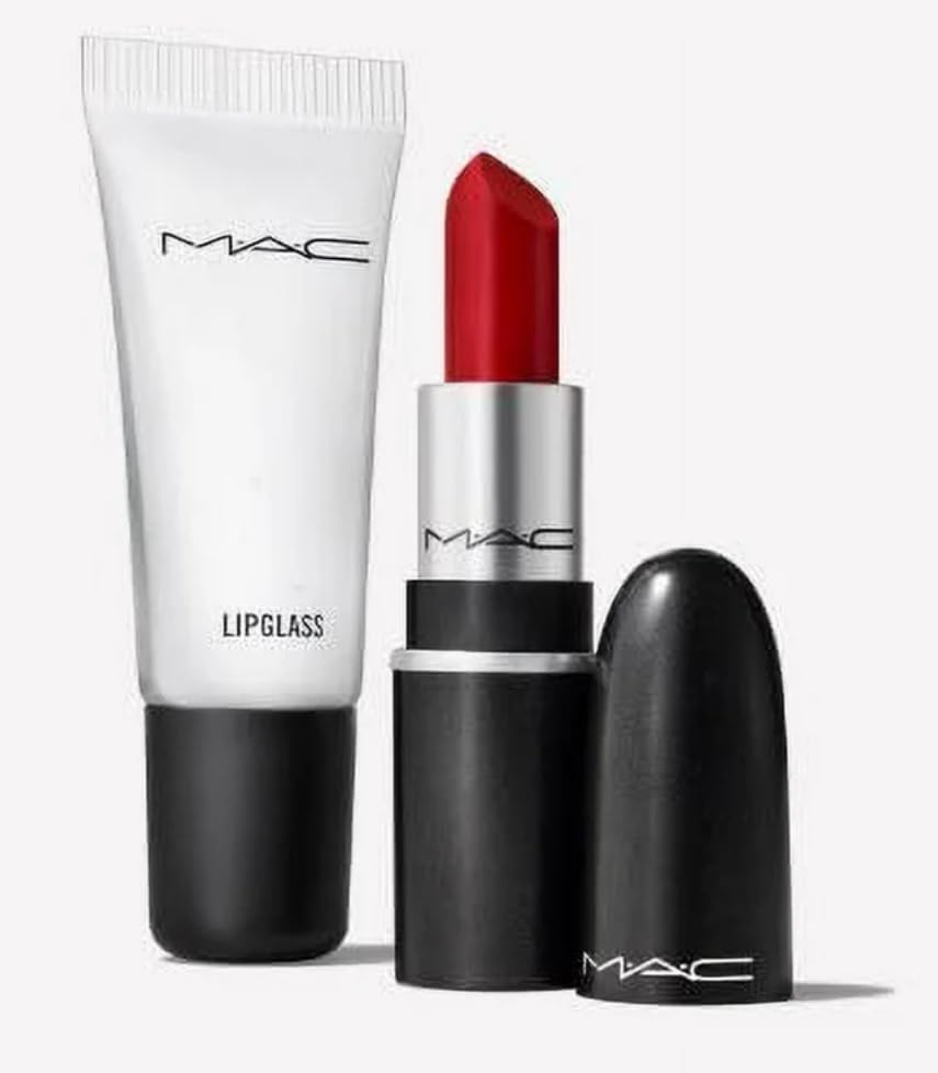 M.A.C Winters Kiss Mini Lip Duo - Red - Mini Retro Matte Lipstick Ruby Woo and Mini Lipglass Clear.