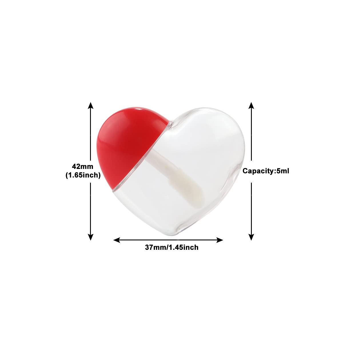 Ewanda store 20 Pcs 5ml Heart Shaped Empty Lip Gloss Tubes Containers Gloss Tubes Containers,Clear Mini Refillable Lip Oil Bottles for Women Girl DIY