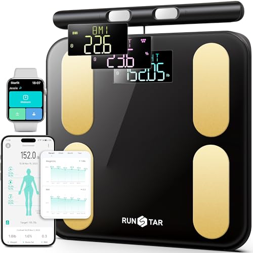 RunStar Scale for Body Weight and Fat, BMI Muscle Mass to 28 Body Composition, FSA&HSA Eligible Digital Bathroom Scales 8-Electrode with Voice Prompt…
