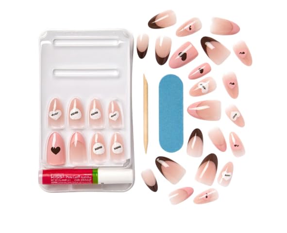 KISS Salon Acrylic French Color, "Red Roses", Pink/White, Medium Size, Almond Shape, Includes 28 Nails, 2G Glue, 1 Manicure Stick, 1 Mini File Beauty & Personal Care KISS