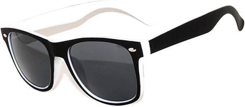 Black - White - Two Tone Vintage Wayfarer Sunglasses Smoke Lens Retro Style