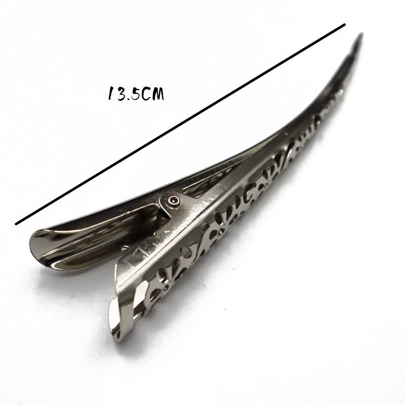 4 Pack Strong Hollow Bite force Alligator Metal Hair Clips 5.3" Large Duckbill Clips Hair Barrettes with Teeth Hair Pins Hair Slide Stylish for Women