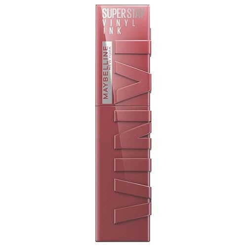 Maybelline Super Stay Vinyl Ink Longwear No-Budge Liquid Lipcolor Makeup, Highly Pigmented Color and Instant Shine, Witty, Mauve Nude Lipstick, 0.14