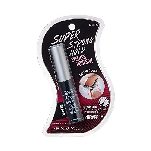 i•ENVY Super Strong Hold Eyelash Adhesive, Waterproof, 48-Hour Long-Lasting Lash Glue, Latex-Free, Hypoallergenic, Quick-Drying with Brush-On