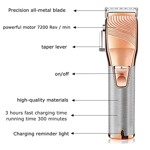 GLESVOWIO Pro Hair Clipper Barber Professional Fading Blending Strong Motor Rechargeable Trimmer Electric Cutting Kit(Cr34a) Beauty and Personal Care GLESVOWIO