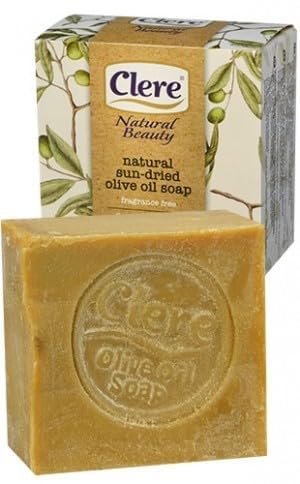 CLERE All Natural Olive Oil Soap - Handmade & Sun-Dried with 100% Pure Ingredients Gentle & Fragrance-Free, 200 Grams - Pack of 3 Beauty & Personal Care CLERE