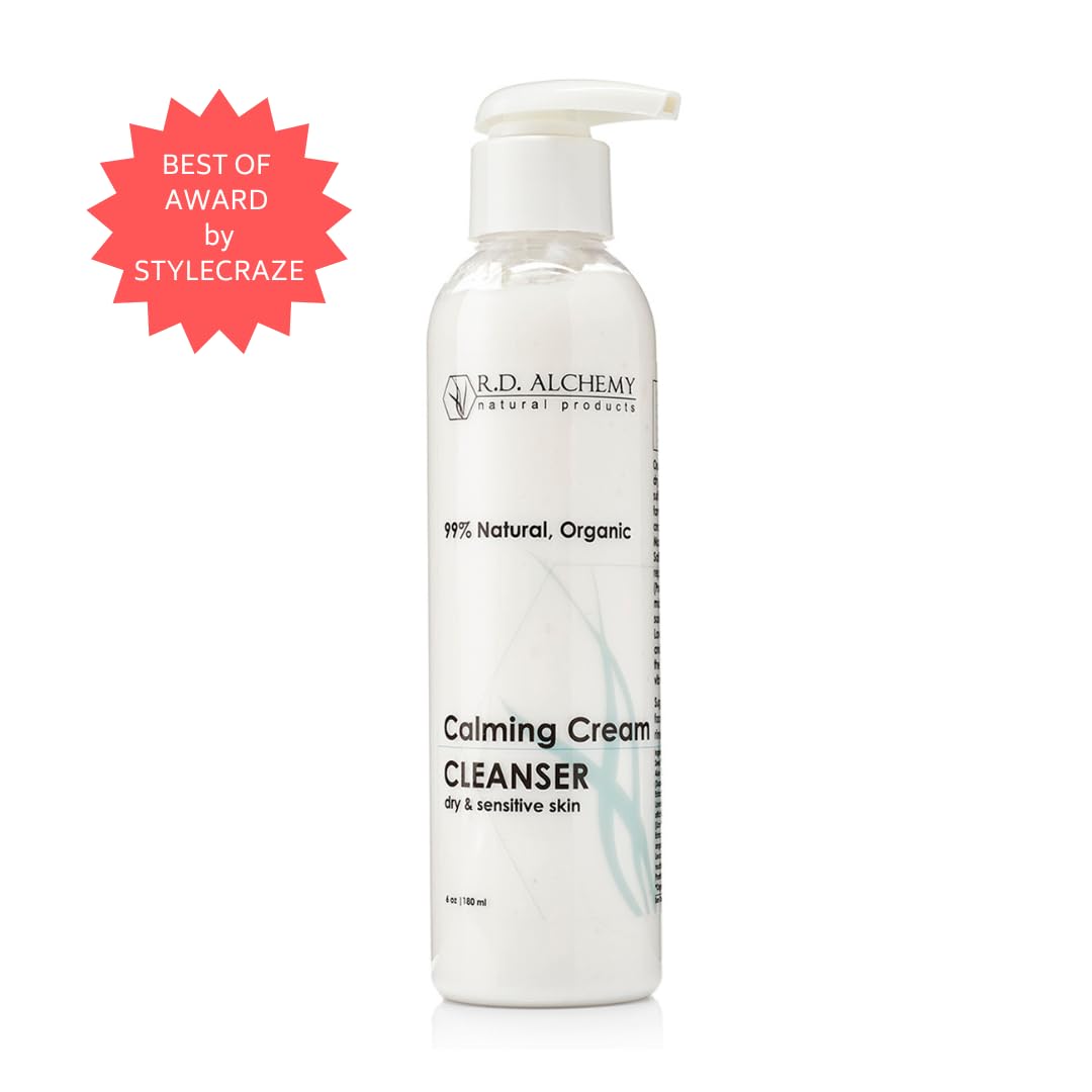 RD Alchemy - 100% Natural & Organic Calming Cream Cleanser. Sulfate Free Face Wash for Dry, Sensitive Skin - Soothing while Cleansing & Moisturizing.