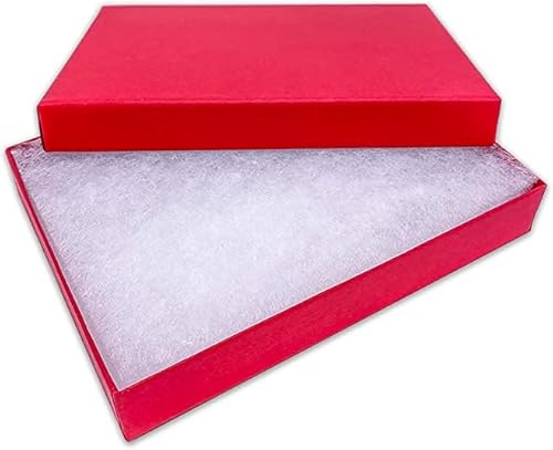 10 Pack Matte Red Color Paper Cotton Filled Jewelry Necklace Bracelets Watch gifts and Retail Boxes for Wedding, Anniversary, Engagement, Birthday…