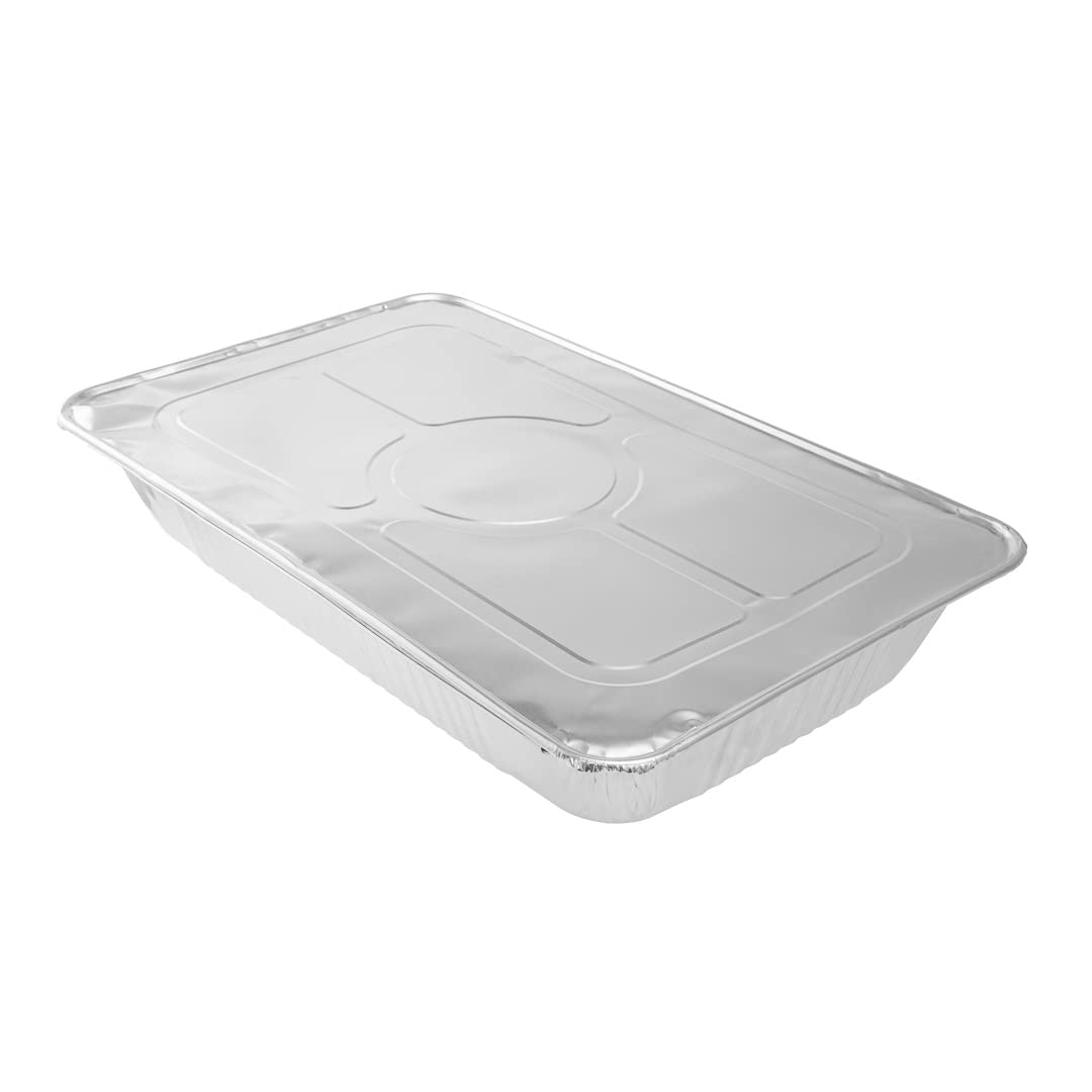 Restaurantware Aluminum Pan Cover 25 Count 21.06 x 13.5 Inch Oven Friendly Disposable Pan Lid Full Size Foil Lid Temperature-Sealing Silver…