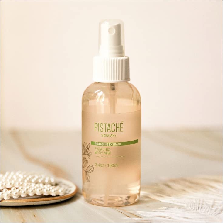 Pistaché Skincare Pistachio Oil Body Mist | Sweet Nutty Biscotti Fragrance | Refreshing & Hydrating Body Spray, 3.4 oz