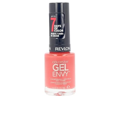 Revlon ColorStay Gel Envy Longwear Nail Polish, with Built-in Base Coat & Glossy Shine Finish, in Red/Coral, 630 Long Shot, 0.4 oz