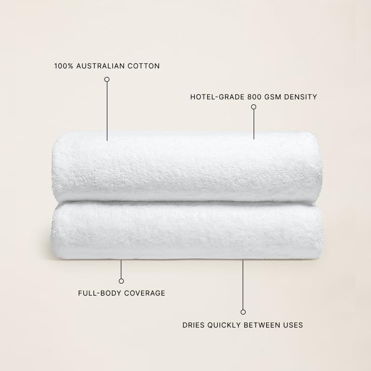 Italic Ultraplush 100% Australian Cotton Towels - Set of 2 Luxury Bath Towels, Quick Dry Plush and Absorbent, Heavy Duty Large Bath Towels, 800GSM…