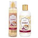 Home Spa Gift 10oz Deep Moisturizing Fragrance Body Lotion & 8 oz. Fine Fragrance Body Mist Set Luxury Self-Care Combo for Women and Girls (Coconut)